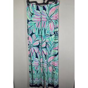 Lilly Pulitzer Pants Women's Lounge Floral Print Wide Leg Size L Boho Cruise